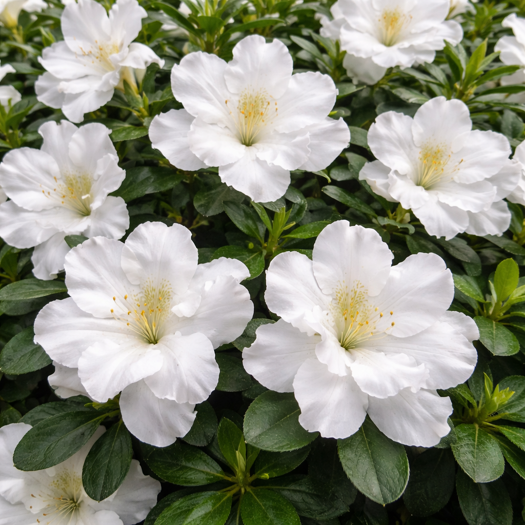 Close-up of white flowers with green leaves