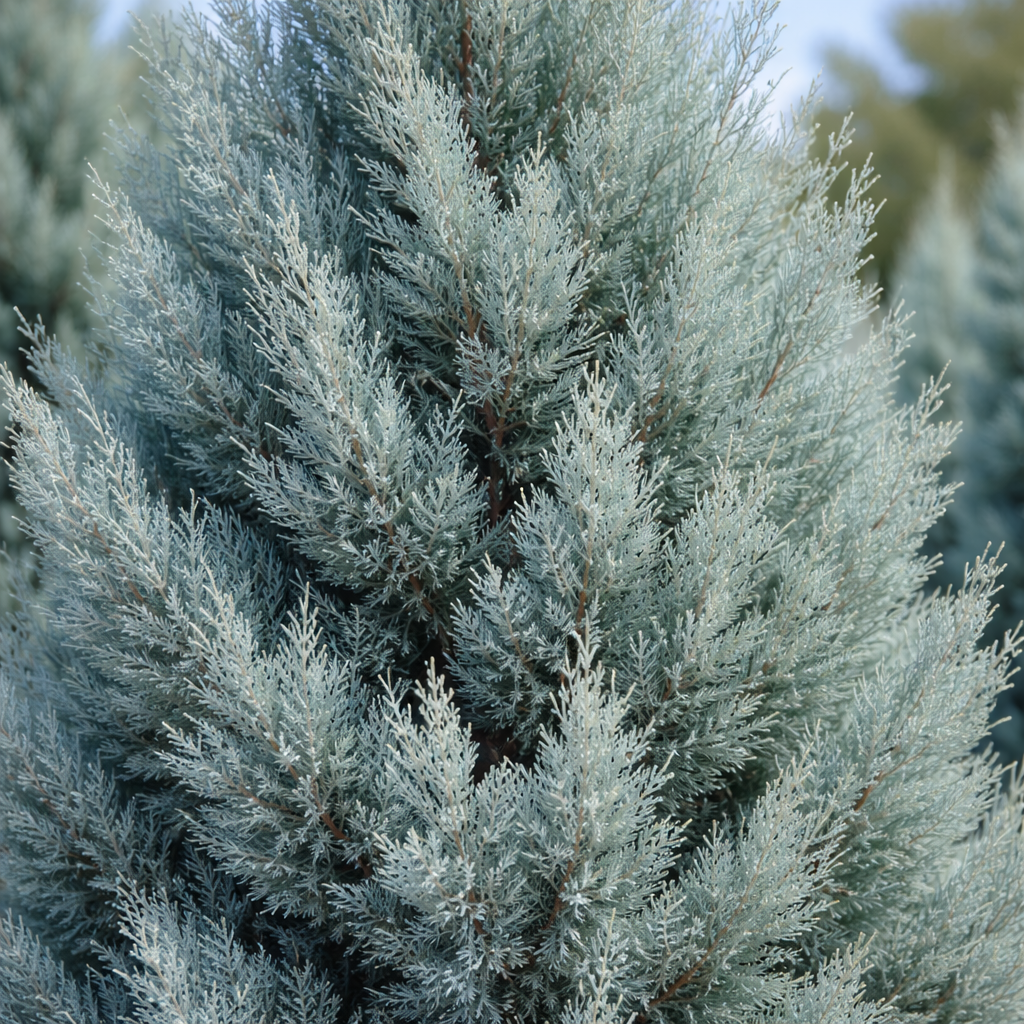 Close-up of a blue-green coniferous tree