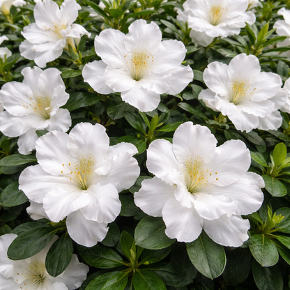 Close-up of white flowers with green leaves