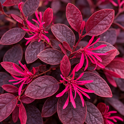 Close-up of pink flowers with purple leaves