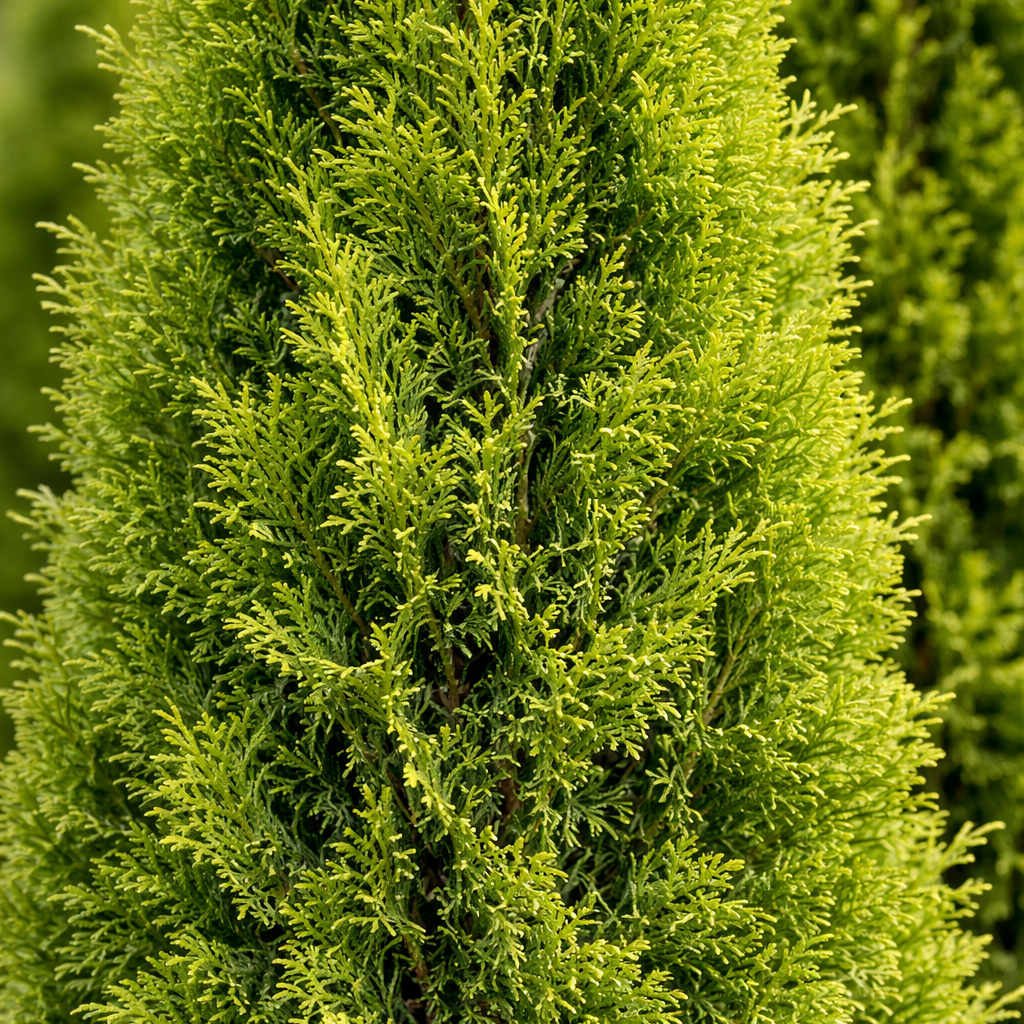 Close-up of a green shrub with a blurred background