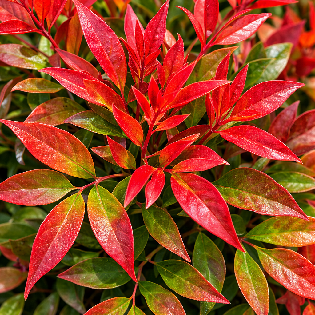 Close-up of a plant with vibrant red and green leaves.