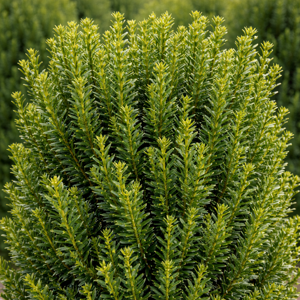 Close-up of a green shrub with needle-like leaves
