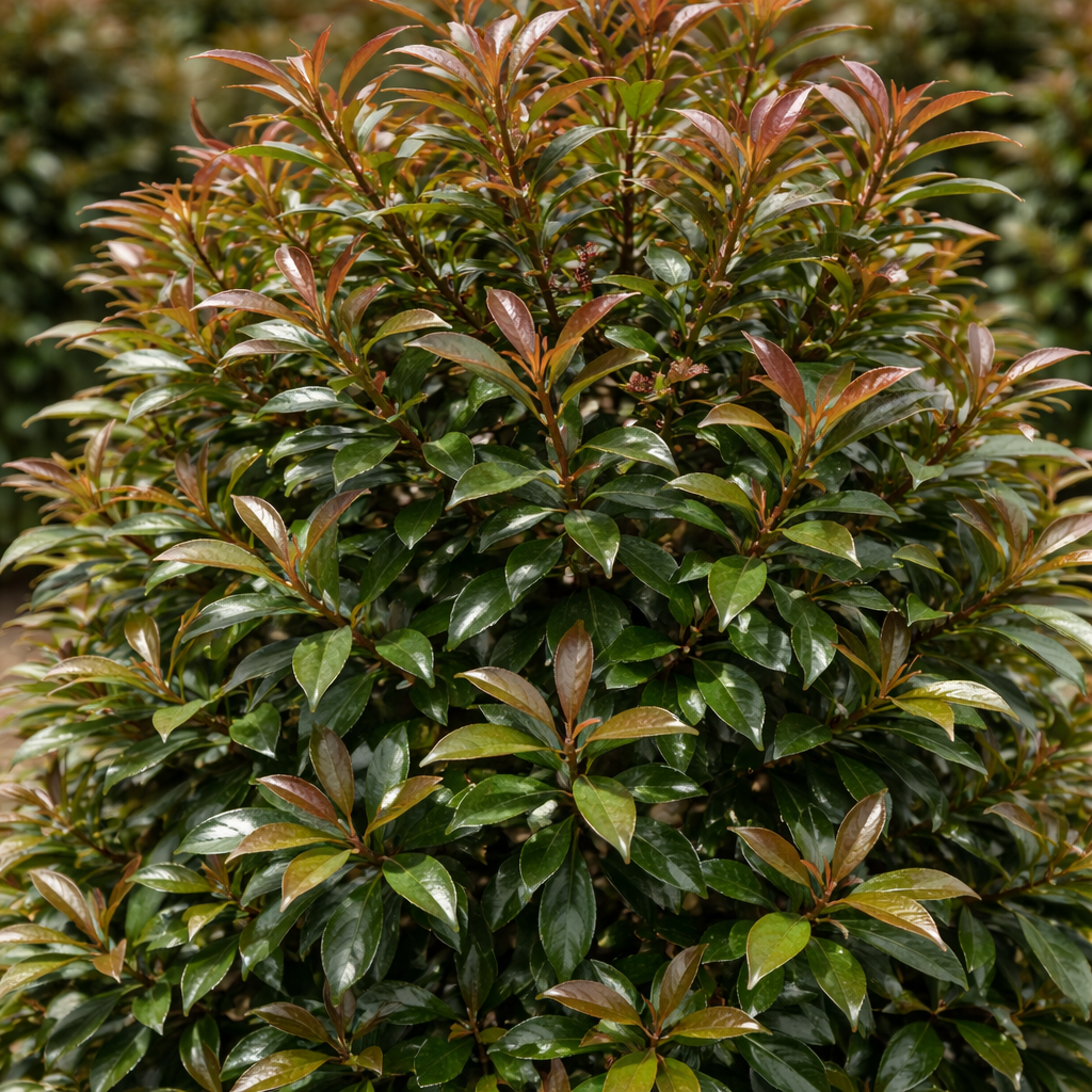 Close-up of a bush with green and brown leaves