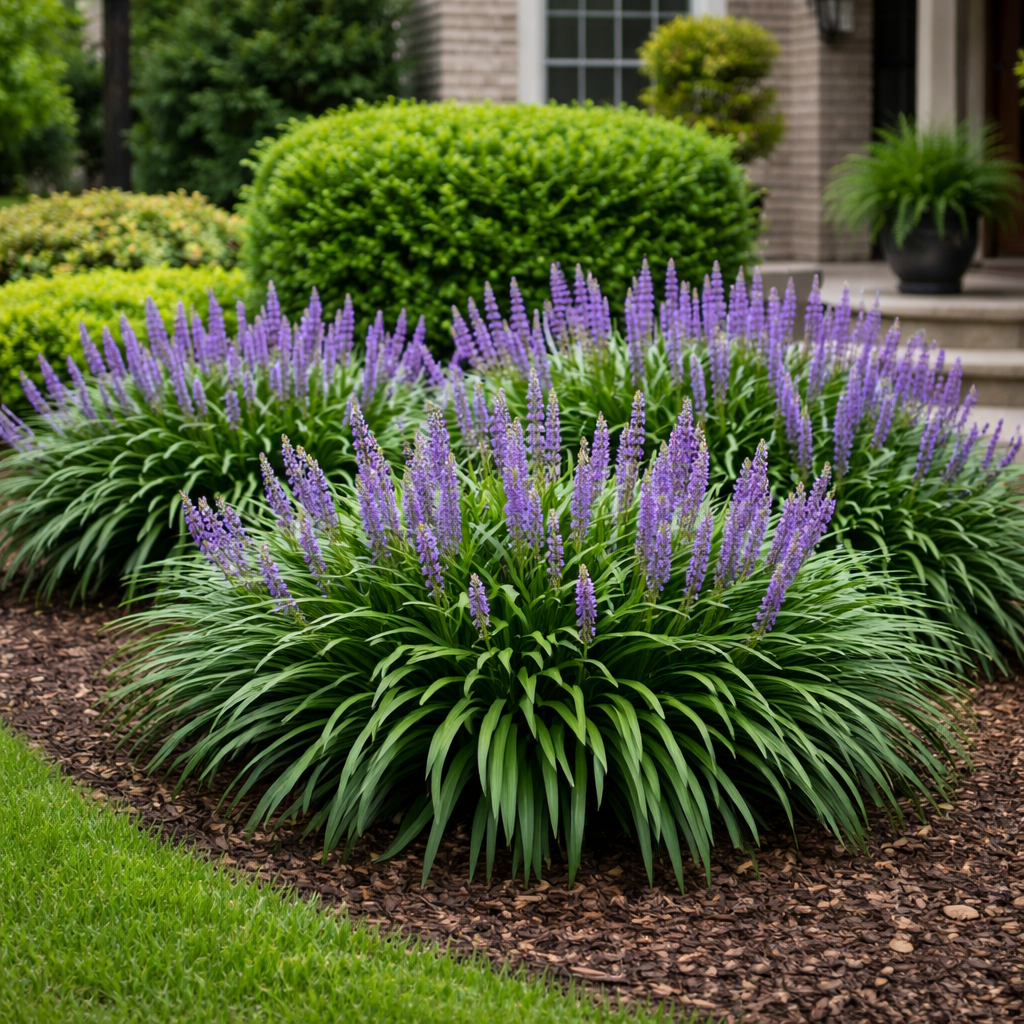 Non-Variegated Big Blue Liriope in Landscaping