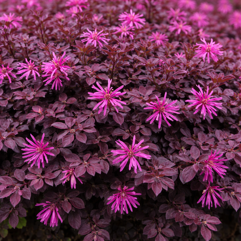 Close-up of pink flowers with purple leaves