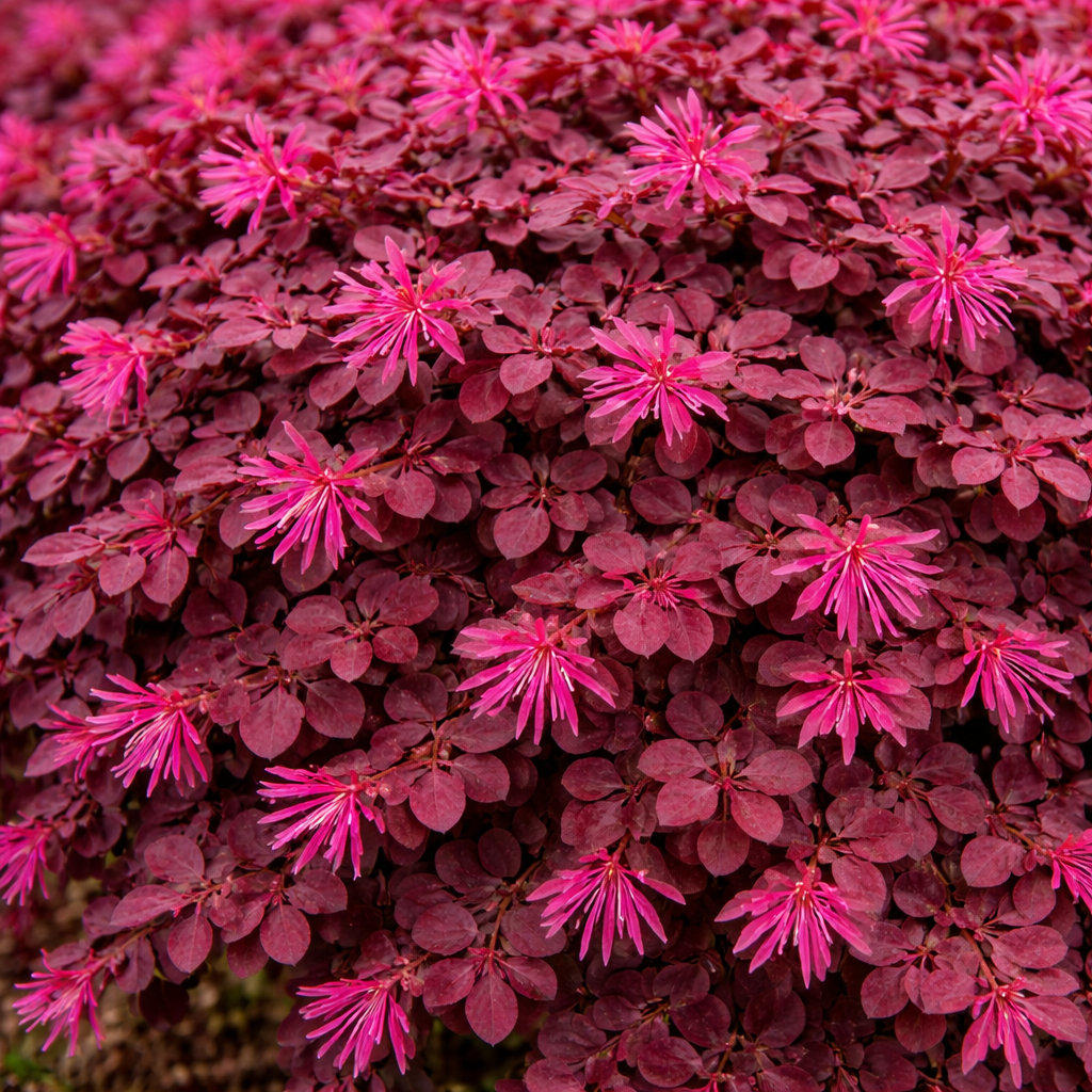 Close-up of pink flowers with purple leaves