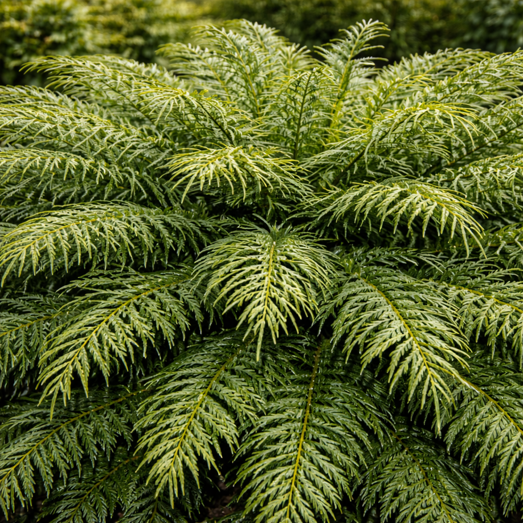 Close-up of a dense cluster of green fern-like plants.